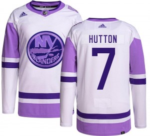 Adidas Men's Grant Hutton New York Islanders Men's Authentic Hockey Fights Cancer Jersey