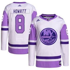 Adidas Garry Howatt New York Islanders Men's Authentic Hockey Fights Cancer Primegreen Jersey - White/Purple