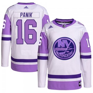 Adidas Richard Panik New York Islanders Men's Authentic Hockey Fights Cancer Primegreen Jersey - White/Purple