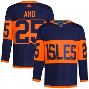 Adidas Sebastian Aho New York Islanders Men's Authentic 2024 Stadium Series Primegreen Jersey - Navy
