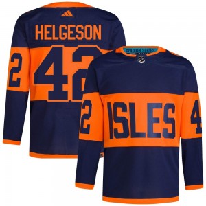 Adidas Seth Helgeson New York Islanders Men's Authentic 2024 Stadium Series Primegreen Jersey - Navy