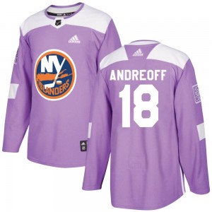 Adidas Andy Andreoff New York Islanders Youth Authentic Fights Cancer Practice Jersey - Purple