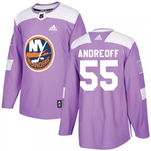 Adidas Andy Andreoff New York Islanders Youth Authentic Fights Cancer Practice Jersey - Purple
