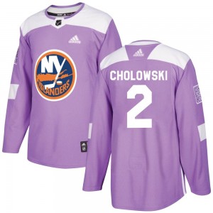 Adidas Dennis Cholowski New York Islanders Youth Authentic Fights Cancer Practice Jersey - Purple