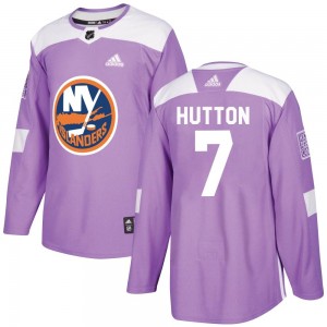 Adidas Grant Hutton New York Islanders Youth Authentic Fights Cancer Practice Jersey - Purple