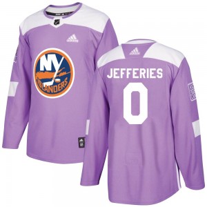 Adidas Alex Jefferies New York Islanders Youth Authentic Fights Cancer Practice Jersey - Purple