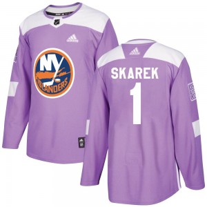 Adidas Jakub Skarek New York Islanders Youth Authentic Fights Cancer Practice Jersey - Purple