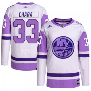 Adidas Zdeno Chara New York Islanders Youth Authentic Hockey Fights Cancer Primegreen Jersey - White/Purple