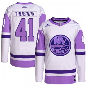 Adidas Dmytro Timashov New York Islanders Youth Authentic Hockey Fights Cancer Primegreen Jersey - White/Purple