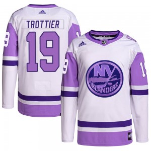 Adidas Bryan Trottier New York Islanders Youth Authentic Hockey Fights Cancer Primegreen Jersey - White/Purple