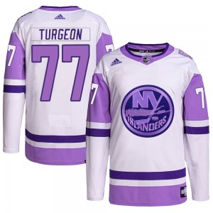Adidas Pierre Turgeon New York Islanders Youth Authentic Hockey Fights Cancer Primegreen Jersey - White/Purple