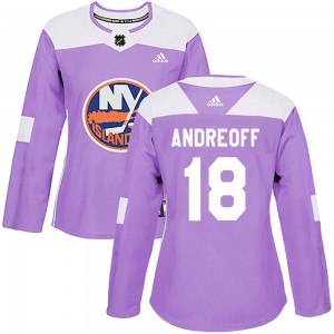 Adidas Andy Andreoff New York Islanders Women's Authentic Fights Cancer Practice Jersey - Purple