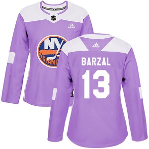 Adidas Mathew Barzal New York Islanders Women's Authentic Fights Cancer Practice Jersey - Purple