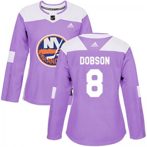 Adidas Noah Dobson New York Islanders Women's Authentic Fights Cancer Practice Jersey - Purple