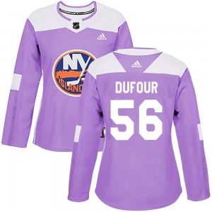Adidas William Dufour New York Islanders Women's Authentic Fights Cancer Practice Jersey - Purple