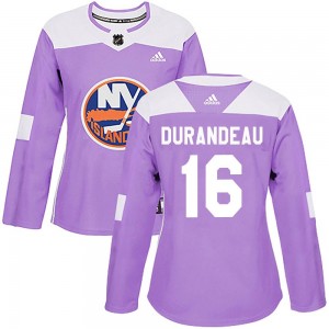 Adidas Arnaud Durandeau New York Islanders Women's Authentic Fights Cancer Practice Jersey - Purple