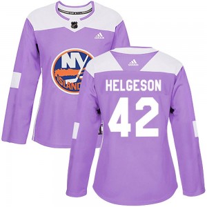 Adidas Seth Helgeson New York Islanders Women's Authentic Fights Cancer Practice Jersey - Purple