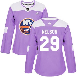 Adidas Brock Nelson New York Islanders Women's Authentic Fights Cancer Practice Jersey - Purple