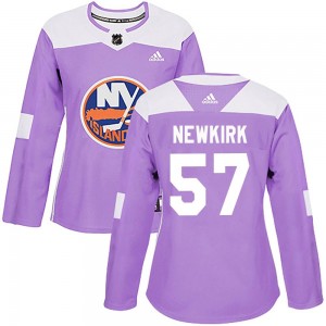 Adidas Reece Newkirk New York Islanders Women's Authentic Fights Cancer Practice Jersey - Purple