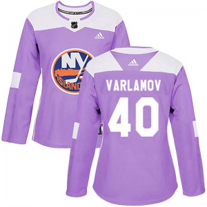 Adidas Semyon Varlamov New York Islanders Women's Authentic Fights Cancer Practice Jersey - Purple