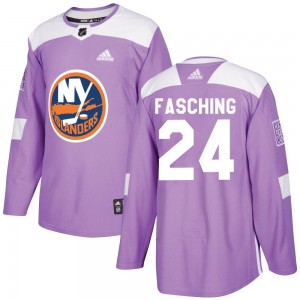 Adidas Hudson Fasching New York Islanders Men's Authentic Fights Cancer Practice Jersey - Purple