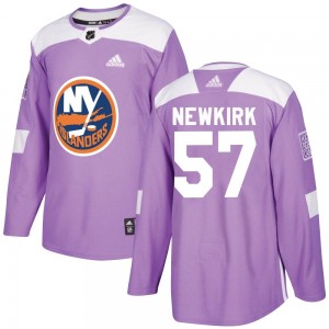Adidas Reece Newkirk New York Islanders Men's Authentic Fights Cancer Practice Jersey - Purple