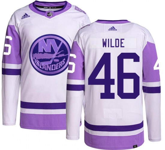 Adidas Men's Bode Wilde New York Islanders Men's Authentic Hockey Fights Cancer Jersey