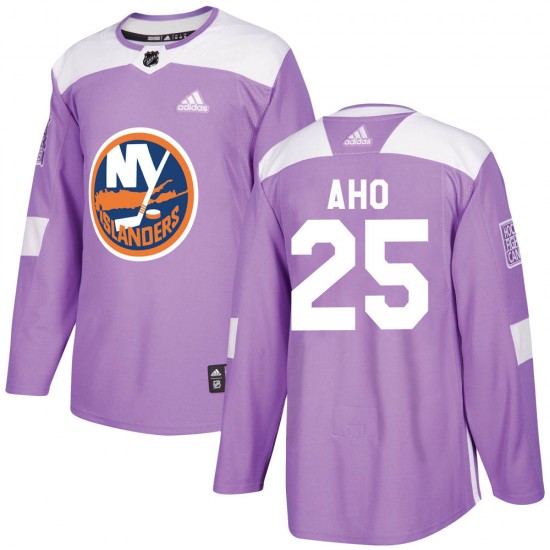 Adidas Sebastian Aho New York Islanders Youth Authentic Fights Cancer Practice Jersey - Purple