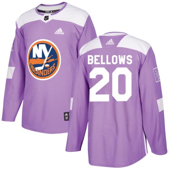 Adidas Kieffer Bellows New York Islanders Youth Authentic Fights Cancer Practice Jersey - Purple