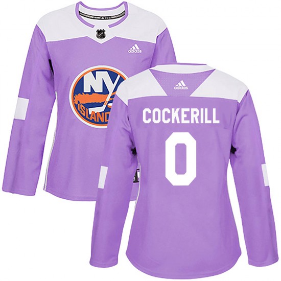 Adidas Logan Cockerill New York Islanders Women's Authentic Fights Cancer Practice Jersey - Purple