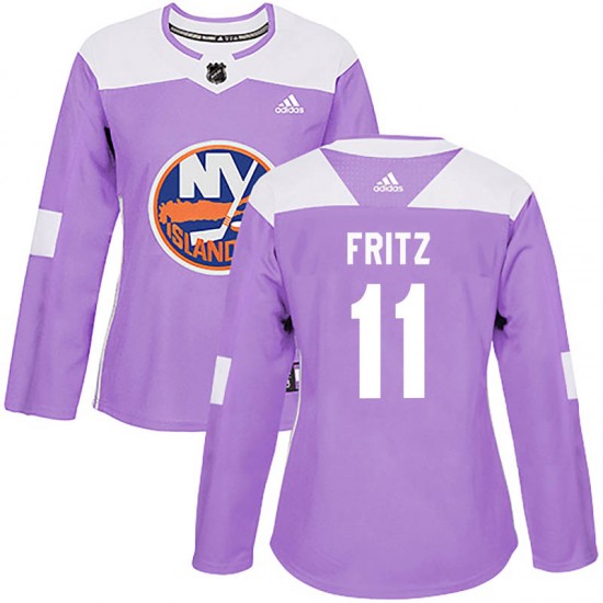 Adidas Tanner Fritz New York Islanders Women's Authentic Fights Cancer Practice Jersey - Purple