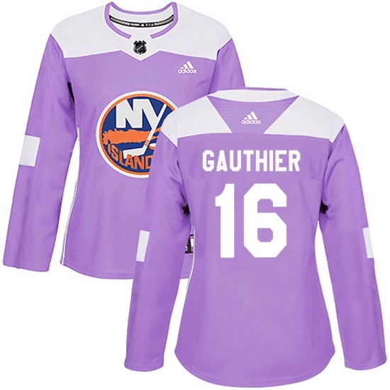 Adidas Julien Gauthier New York Islanders Women's Authentic Fights Cancer Practice Jersey - Purple