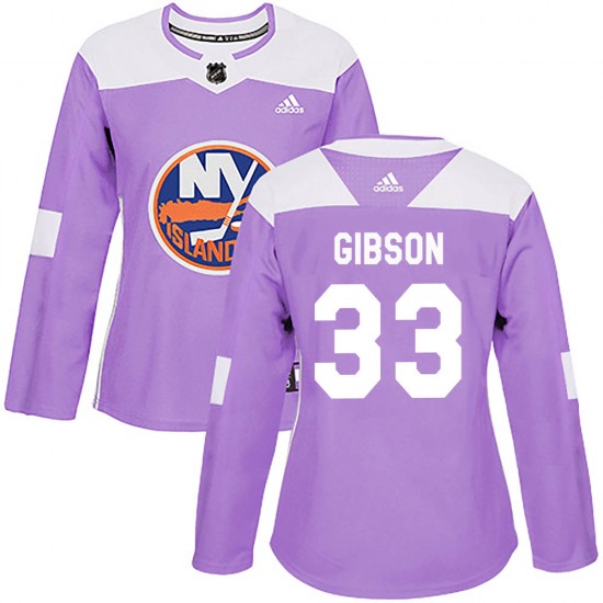 Adidas Christopher Gibson New York Islanders Women's Authentic ized Fights Cancer Practice Jersey - Purple