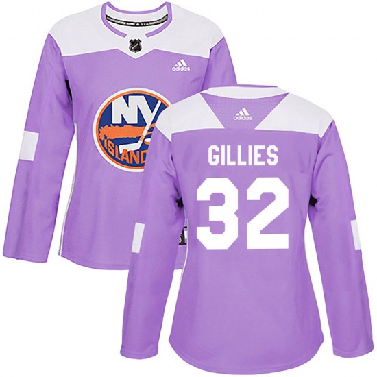 Adidas Jon Gillies New York Islanders Women's Authentic Fights Cancer Practice Jersey - Purple