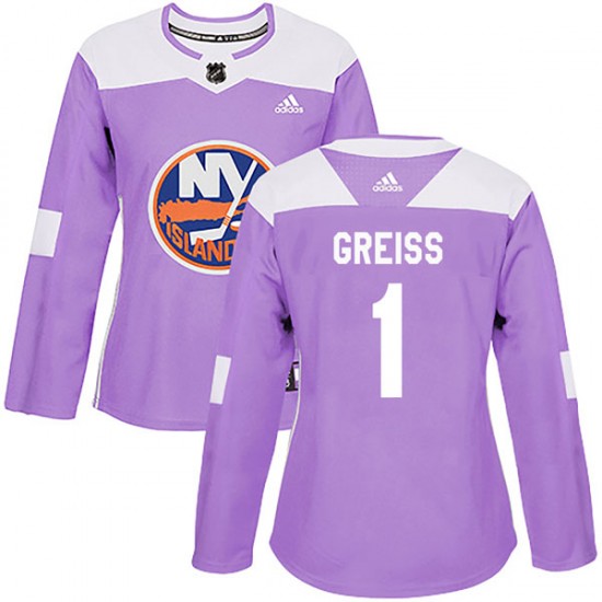 Adidas Thomas Greiss New York Islanders Women's Authentic Fights Cancer Practice Jersey - Purple