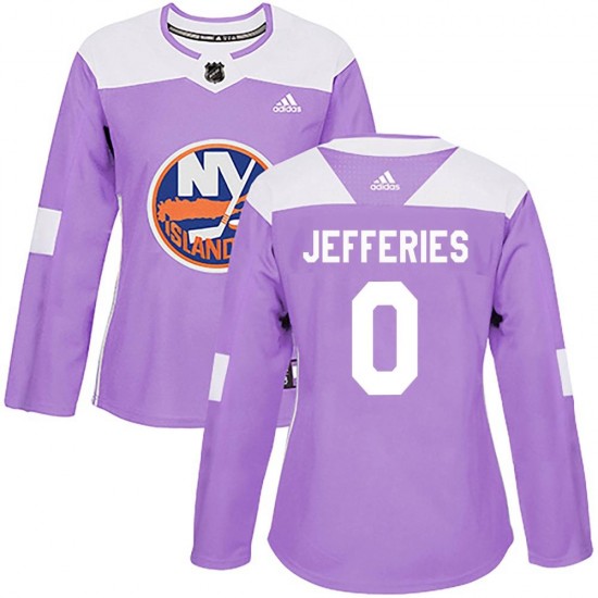 Adidas Alex Jefferies New York Islanders Women's Authentic Fights Cancer Practice Jersey - Purple