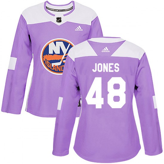 Adidas Connor Jones New York Islanders Women's Authentic Fights Cancer Practice Jersey - Purple
