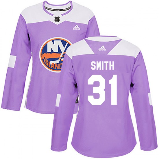 Adidas Billy Smith New York Islanders Women's Authentic Fights Cancer Practice Jersey - Purple