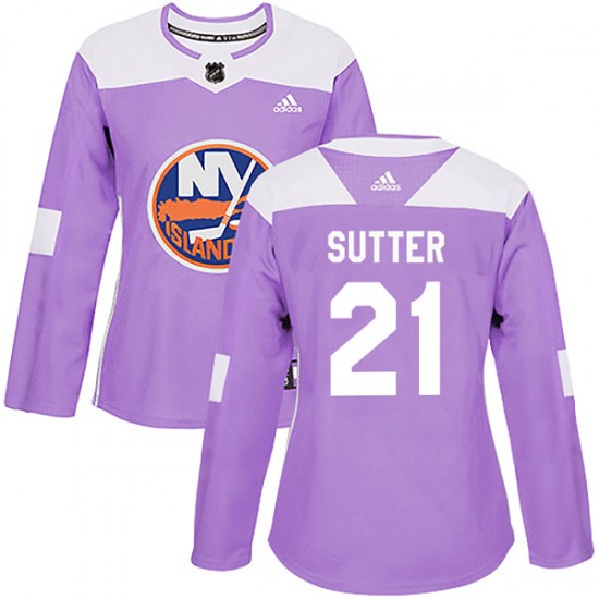 Adidas Brent Sutter New York Islanders Women's Authentic Fights Cancer Practice Jersey - Purple