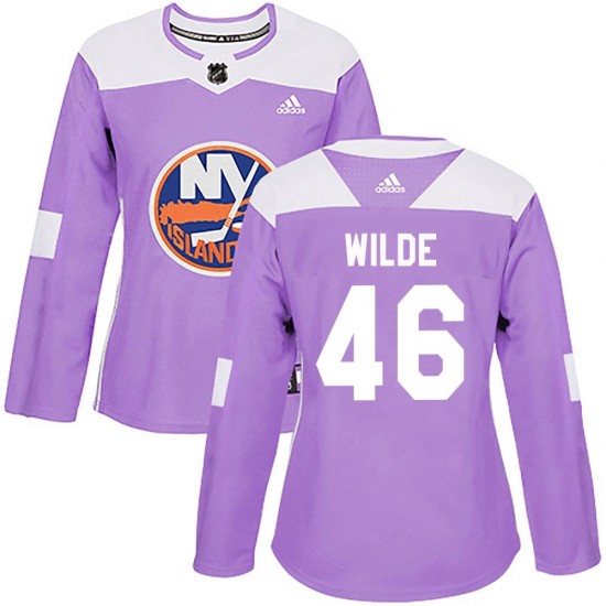 Adidas Bode Wilde New York Islanders Women's Authentic Fights Cancer Practice Jersey - Purple