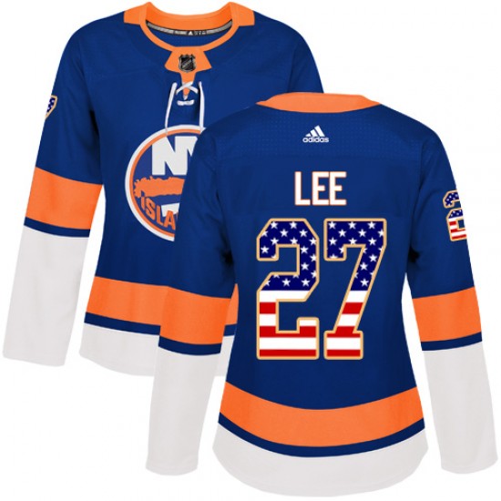 Adidas Anders Lee New York Islanders Women's Authentic USA Flag Fashion Jersey - Royal Blue