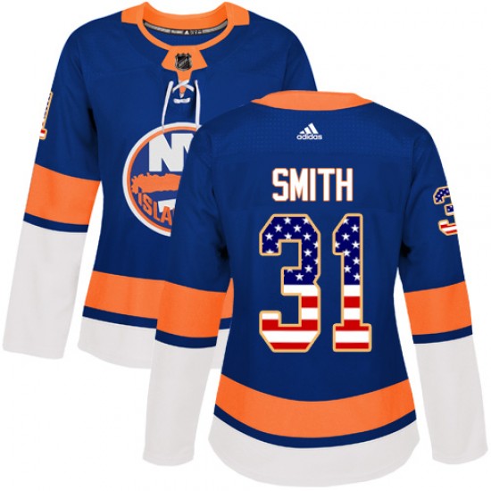 Adidas Billy Smith New York Islanders Women's Authentic USA Flag Fashion Jersey - Royal Blue