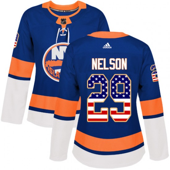 Adidas Brock Nelson New York Islanders Women's Authentic USA Flag Fashion Jersey - Royal Blue