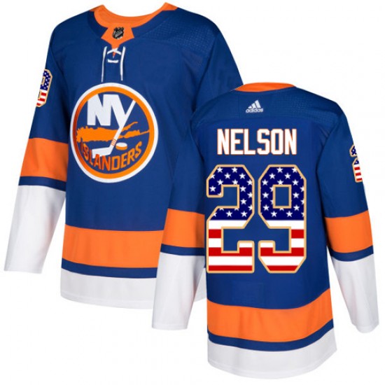 Adidas Brock Nelson New York Islanders Youth Authentic USA Flag Fashion Jersey - Royal Blue