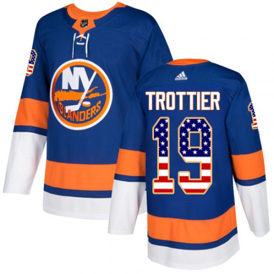 Adidas Bryan Trottier New York Islanders Youth Authentic USA Flag Fashion Jersey - Royal Blue