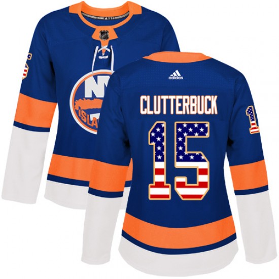 Adidas Cal Clutterbuck New York Islanders Women's Authentic USA Flag Fashion Jersey - Royal Blue