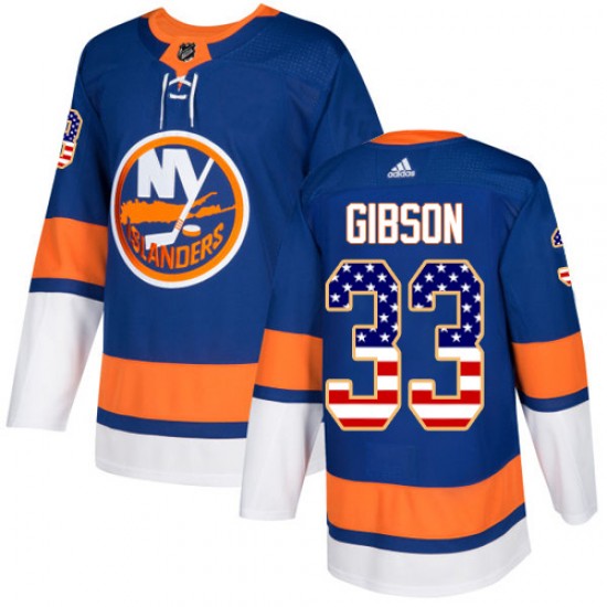 Adidas Christopher Gibson New York Islanders Youth Authentic USA Flag Fashion Jersey - Royal Blue