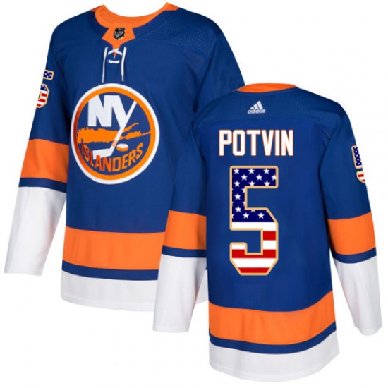 Adidas Denis Potvin New York Islanders Men's Authentic USA Flag Fashion Jersey - Royal Blue