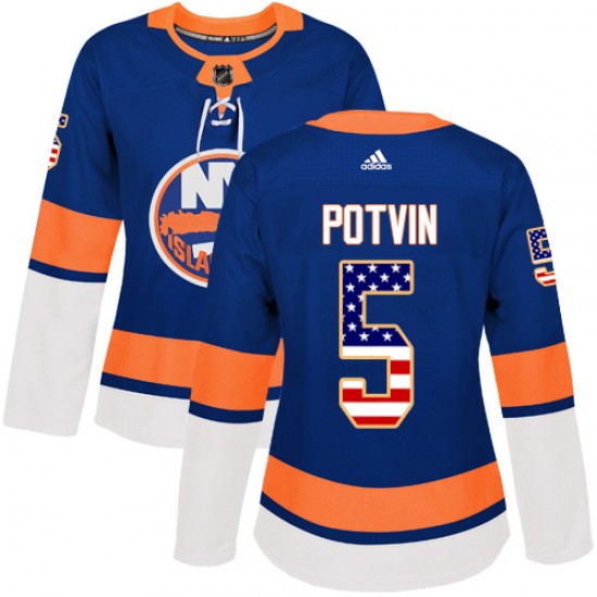Adidas Denis Potvin New York Islanders Women's Authentic USA Flag Fashion Jersey - Royal Blue