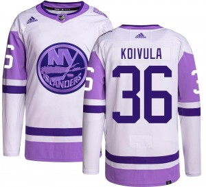 Adidas Youth Otto Koivula New York Islanders Youth Authentic Hockey Fights Cancer Jersey